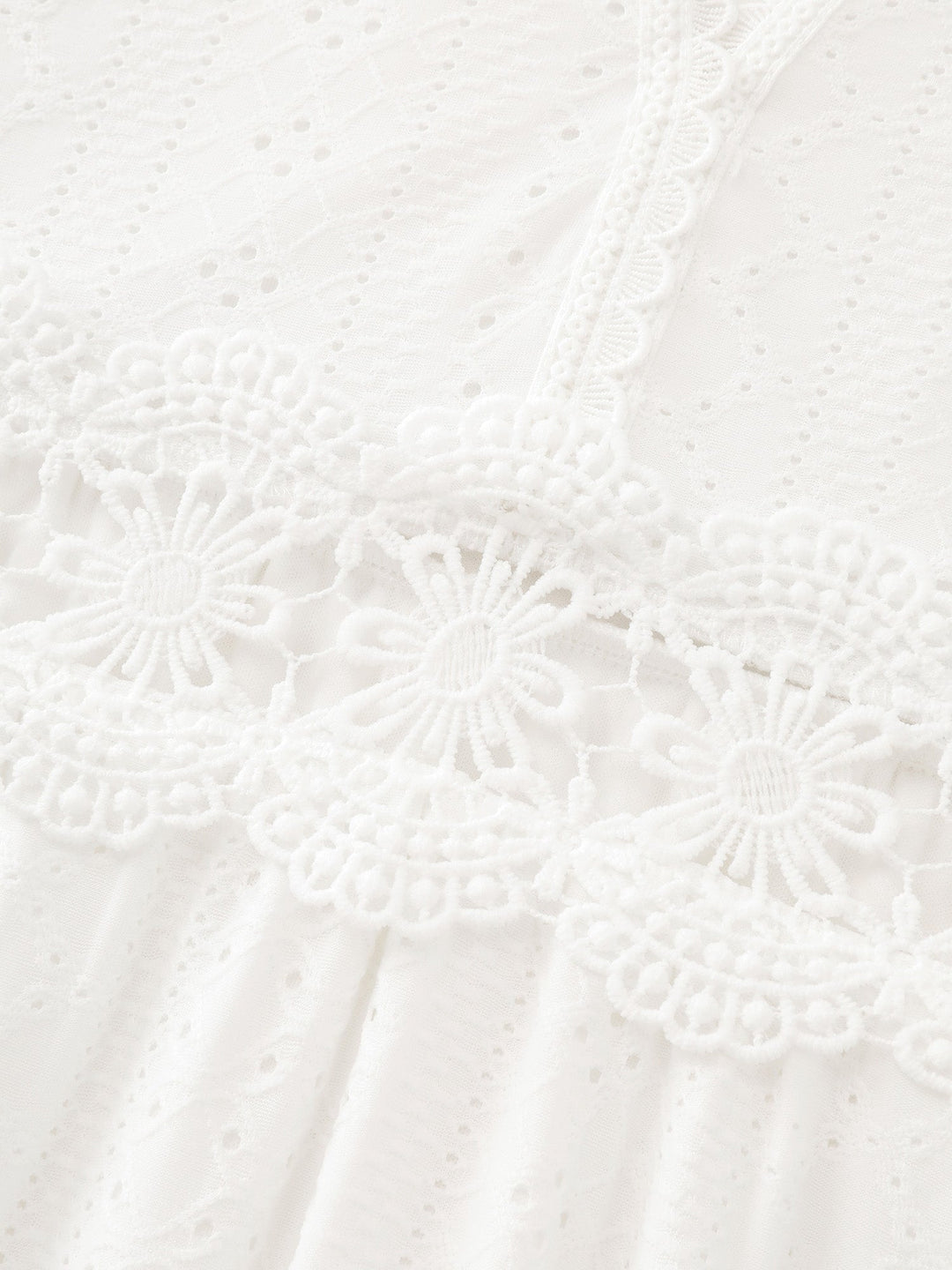 Eyelet Trim Cut-Out Waist Midi Dress