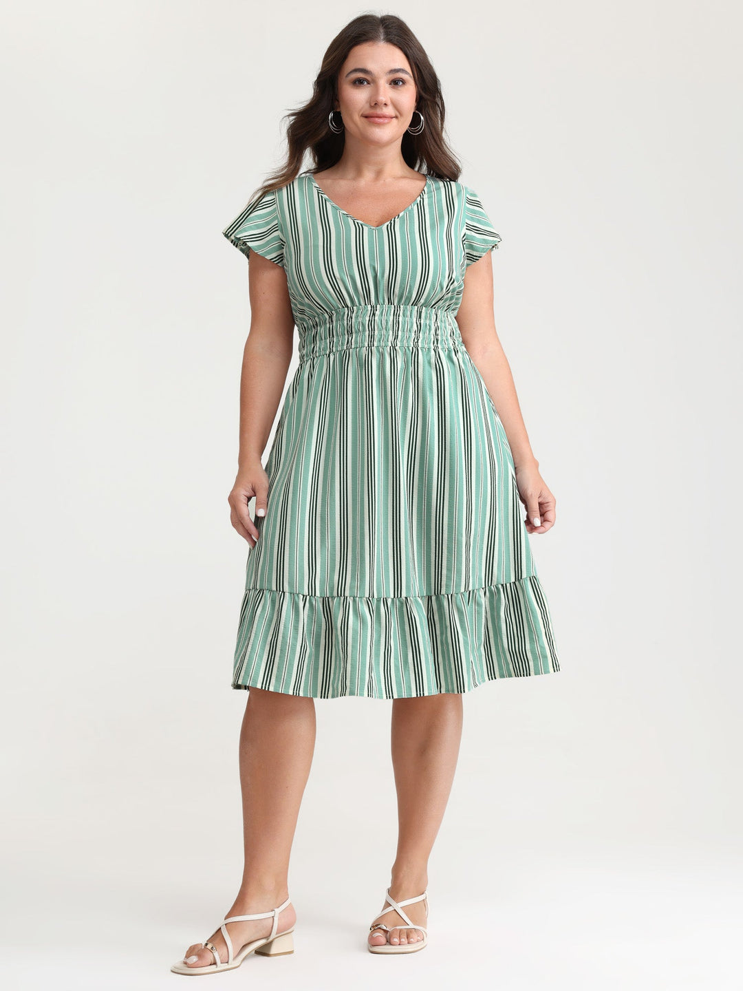 Breezy Stripe Print Pockets Mini Dress