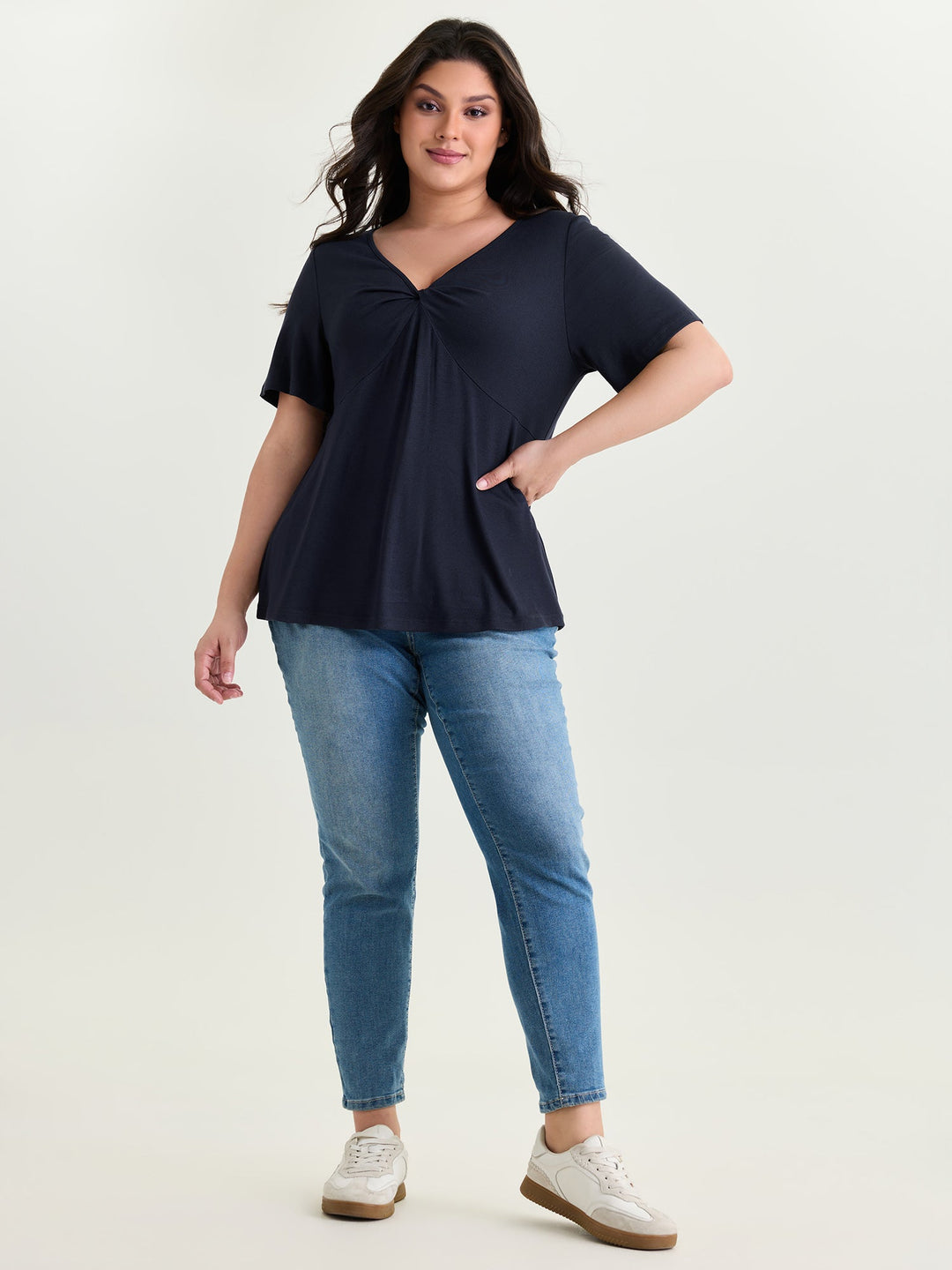 Supersoft Ruched V-Neck T-Shirt