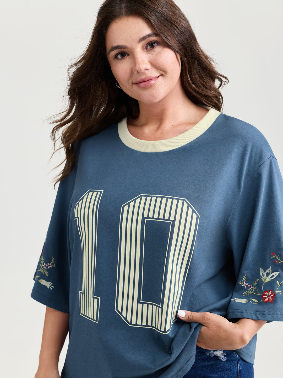 Cotton Football Pattern Colorful Drop-Shoulder T-Shirt