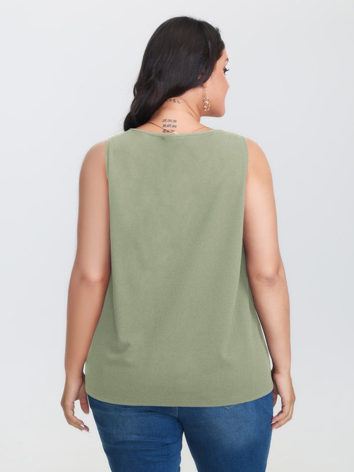 Solid V Neck Laser Cut Tank Top