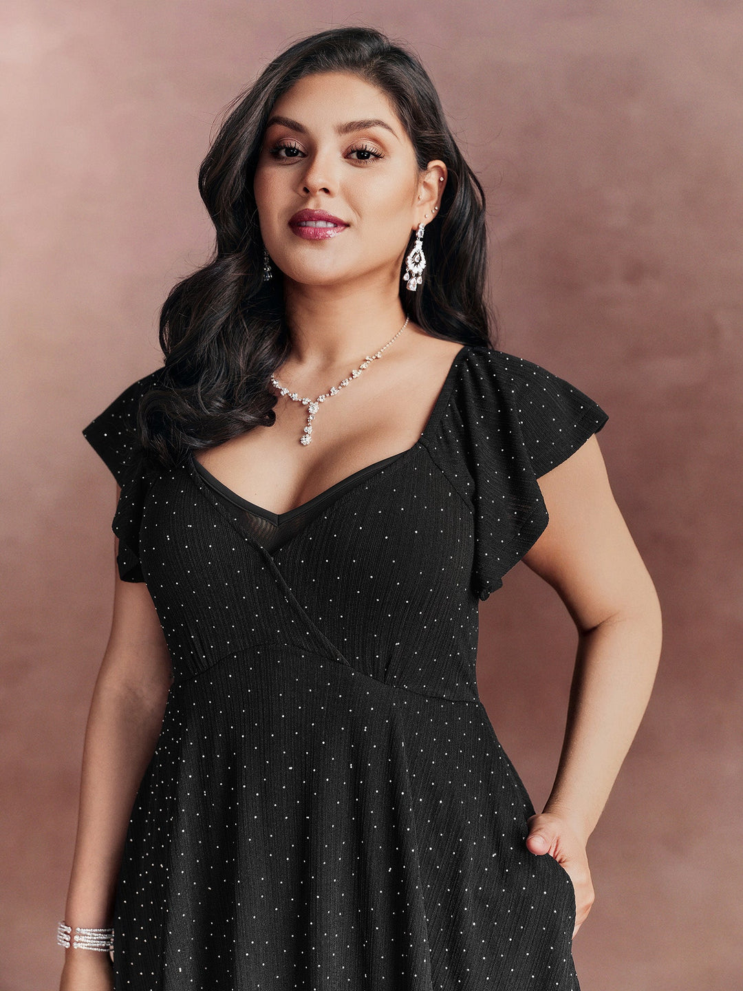 Polka Dot Built-In Bra And Panty Mini Dress