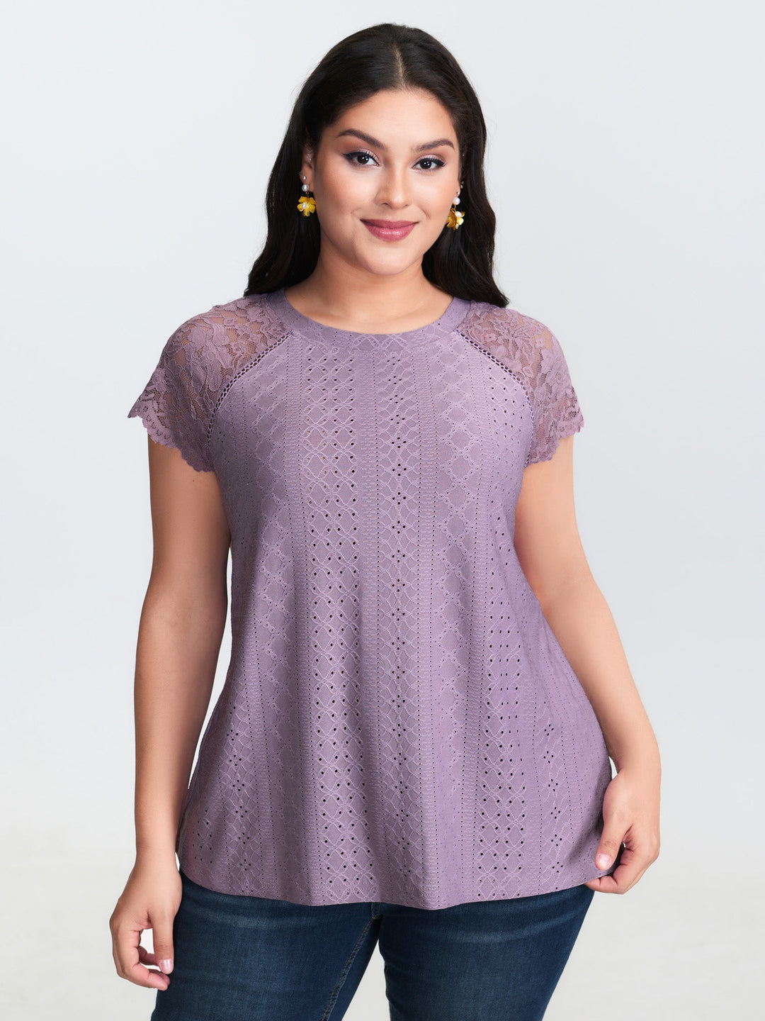 Lace Trim Back-Tie T-Shirt