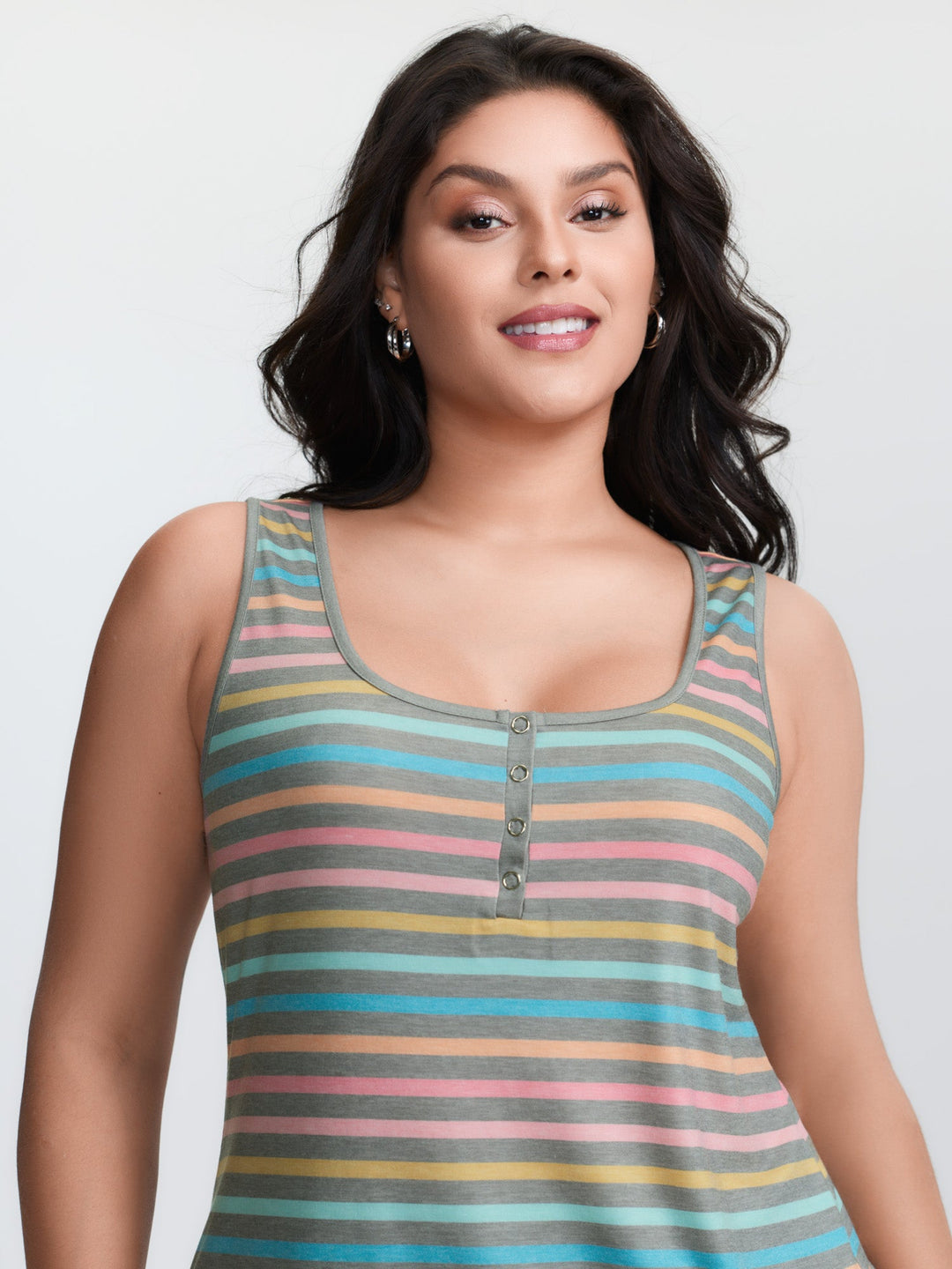 Supersoft Colorful Stripes Scoop Neck Tank Top