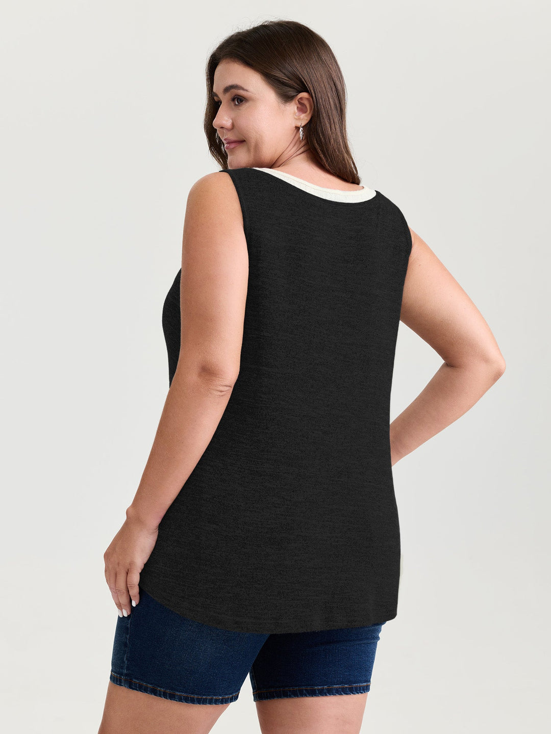 Supersoft Scoop Neckline Color Contrast Tank Top