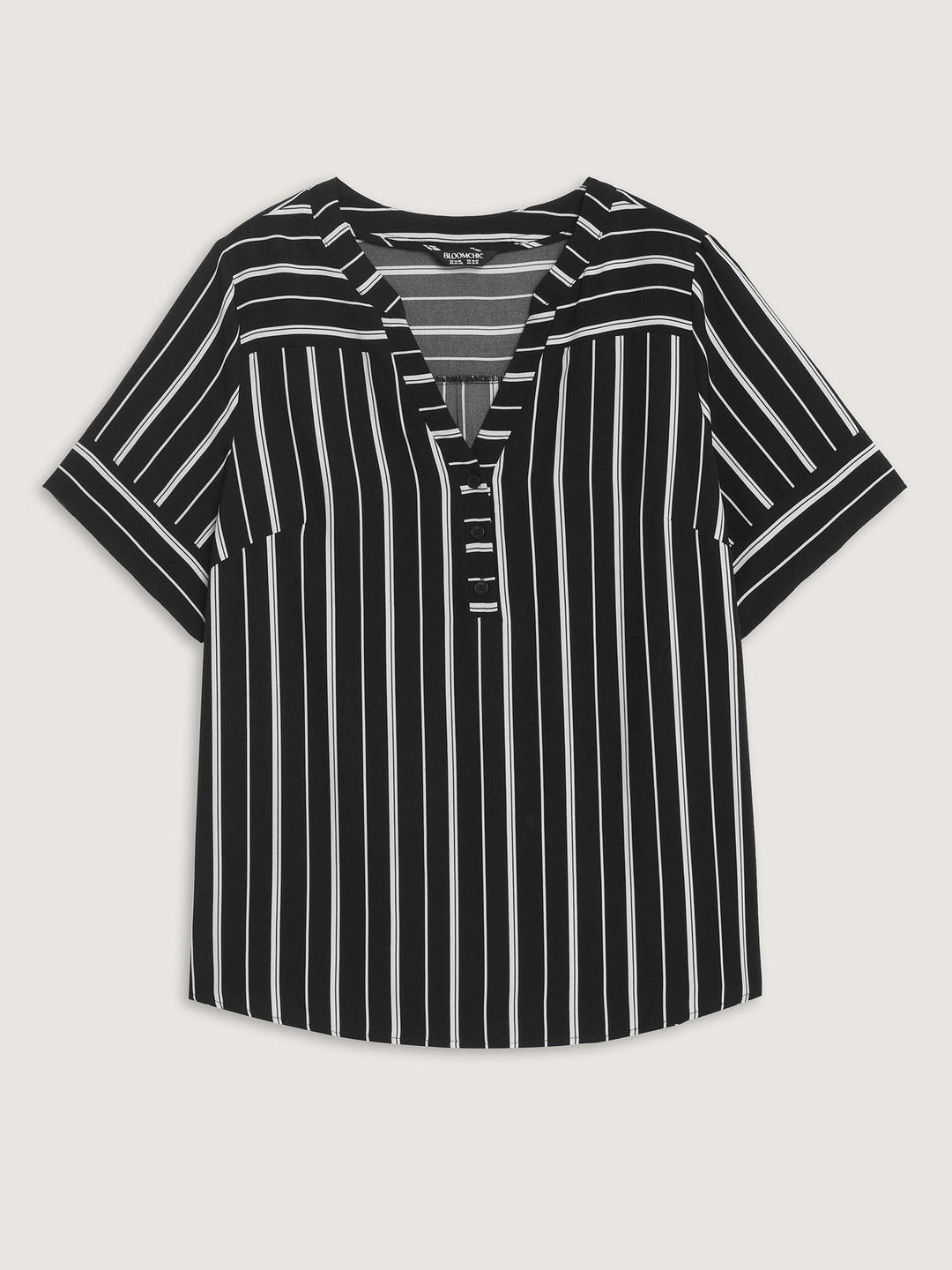 Striped Print Notched Collar Blouse