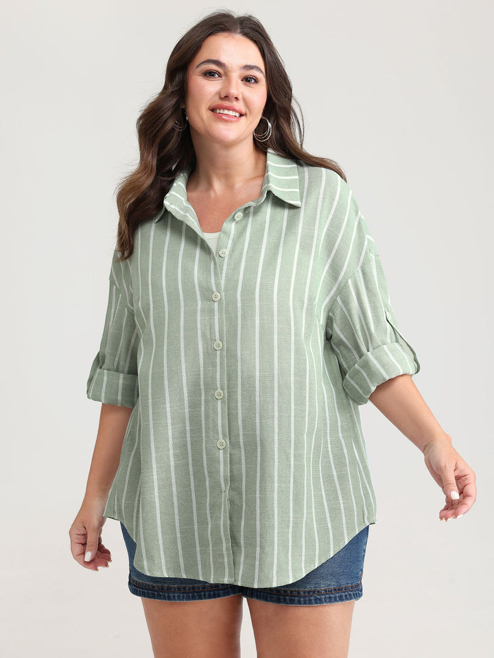 Adjustable Tab Sleeve Button-Down Shirt