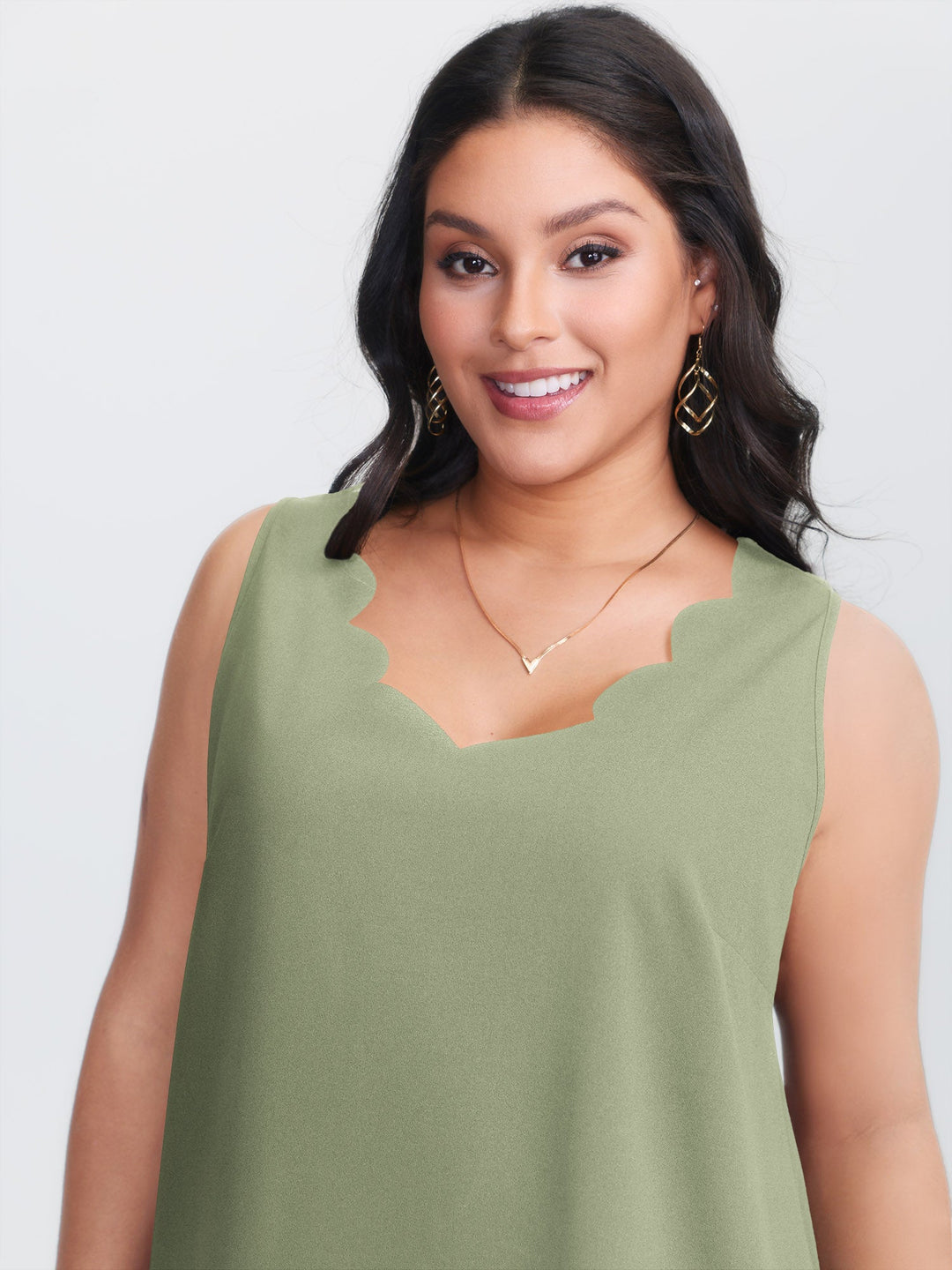 Solid V Neck Laser Cut Tank Top