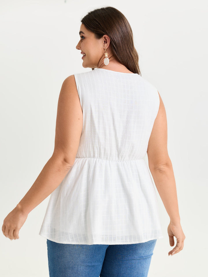 Pure Cotton Jacquard Embroidered Tank Top