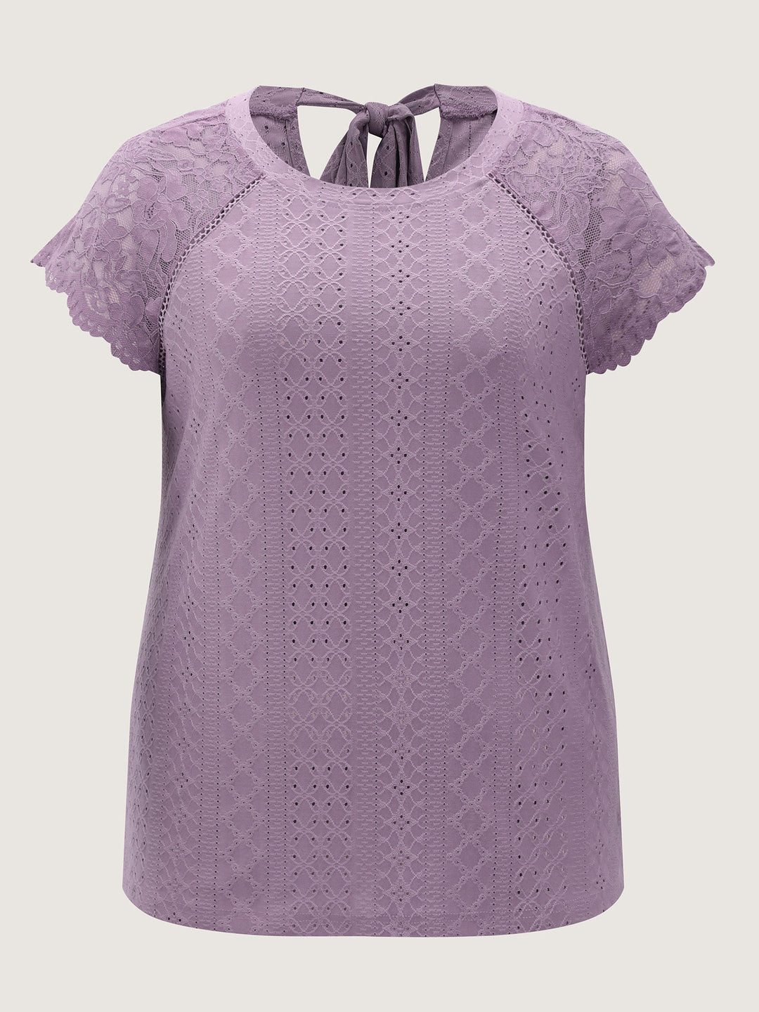 Lace Trim Back-Tie T-Shirt