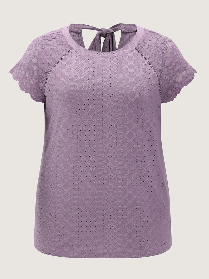 Lace Trim Back-Tie T-Shirt