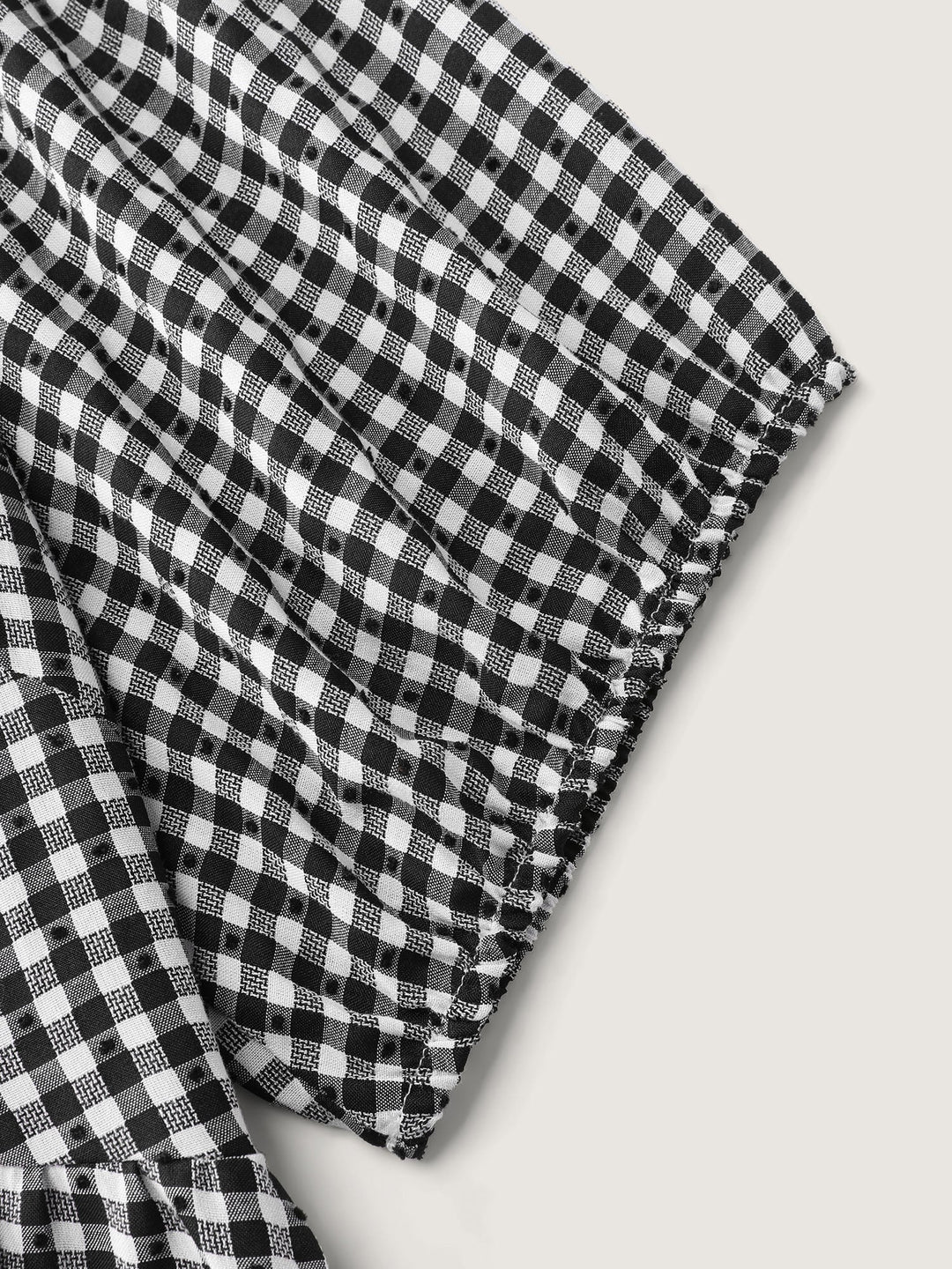 Checked Print Button Detail Fit And Flare Blouse
