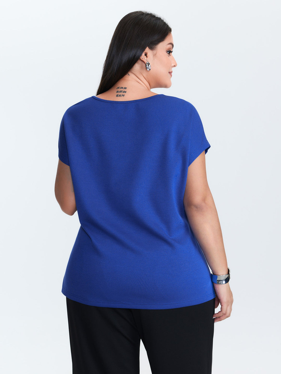 Twist-Front Boat Neckline Plain Knit Top