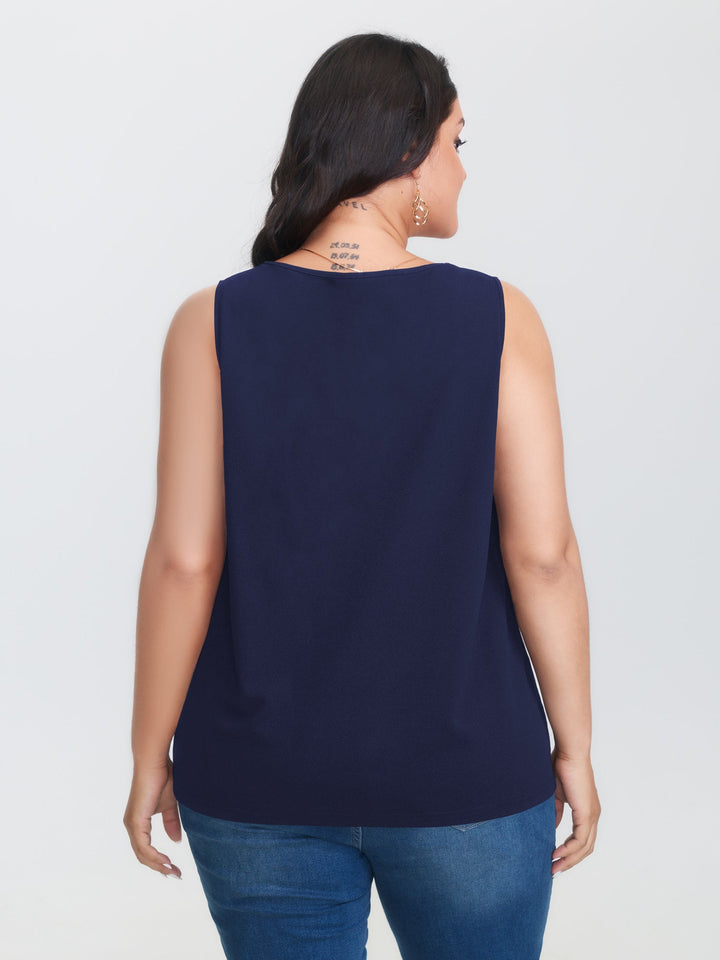 Solid V Neck Laser Cut Tank Top
