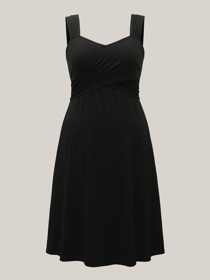 Crosswrap Bodice Pockets Midi Dress