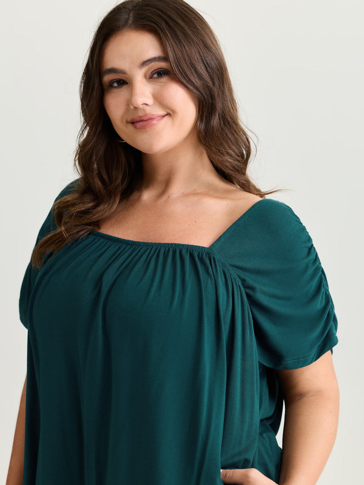 Supersoft Flowy-Fit Pleated Plain T-Shirt