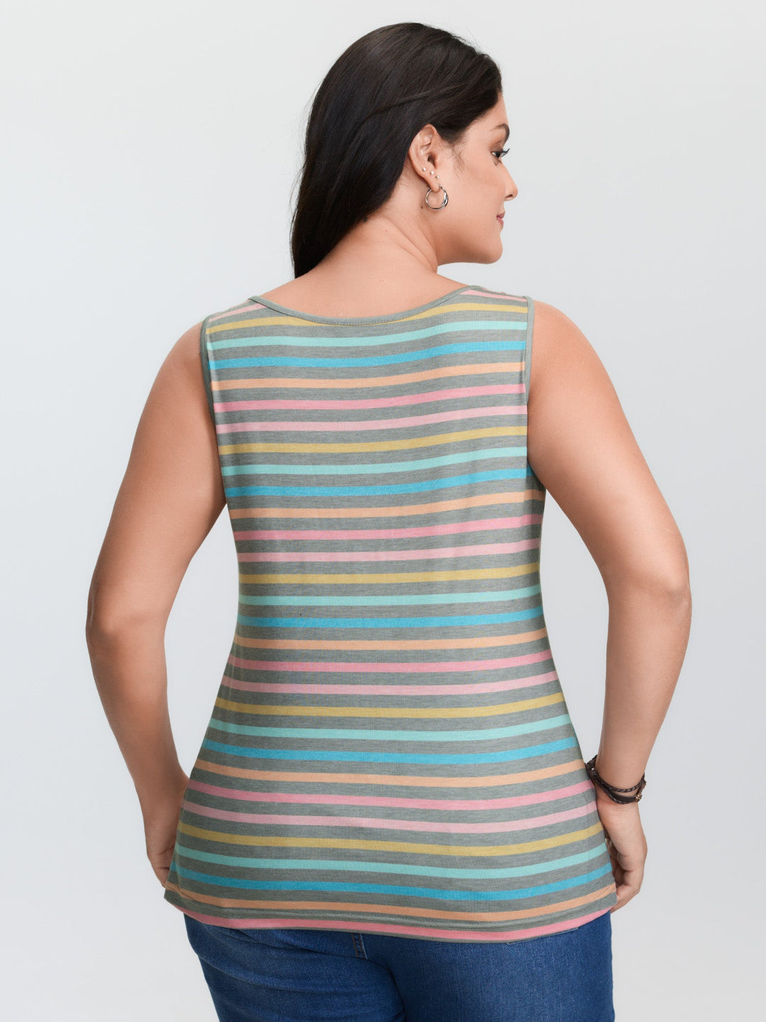 Supersoft Colorful Stripes Scoop Neck Tank Top