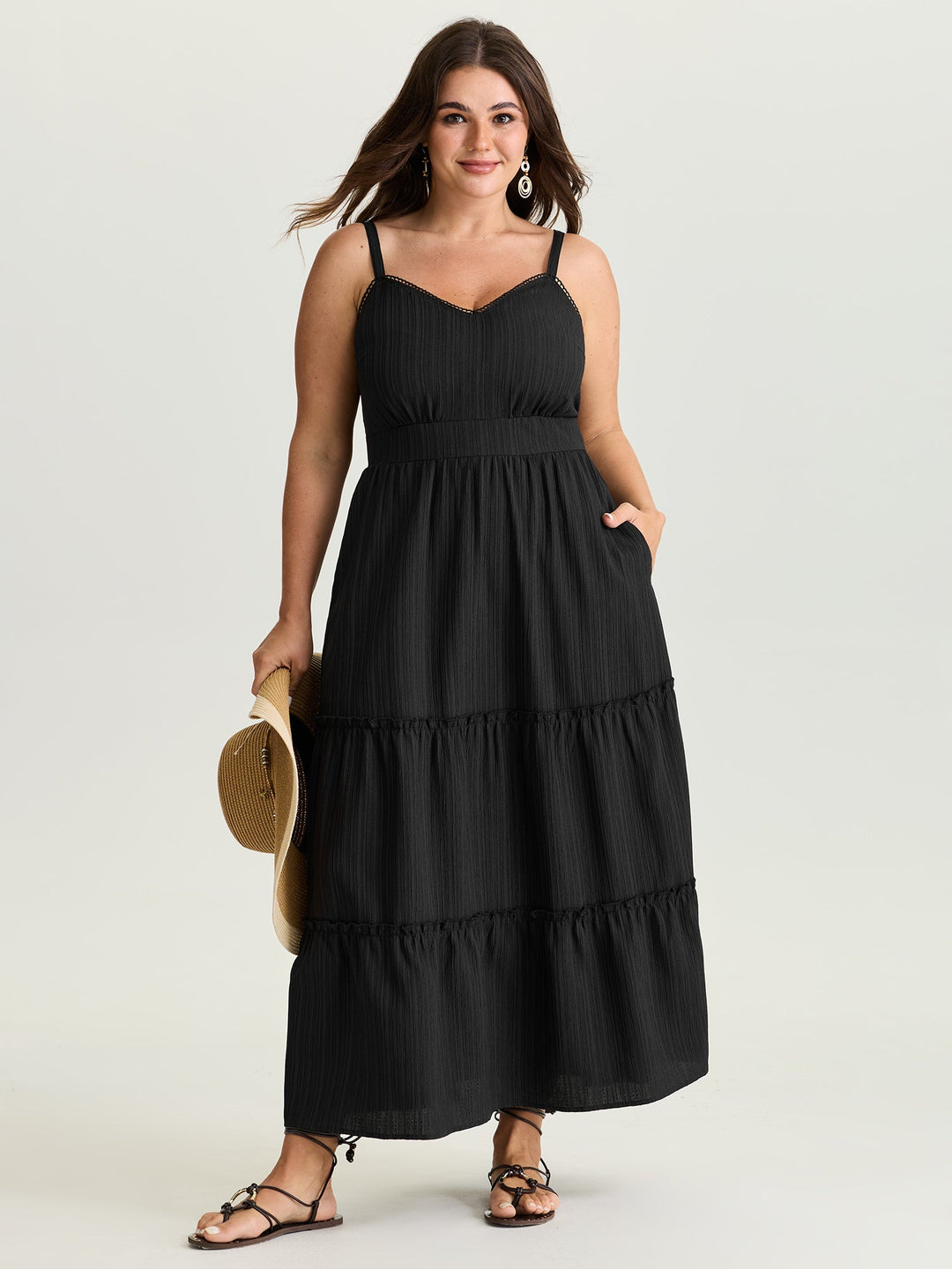Timeless Back-Tie Tiered Cami Maxi Dress