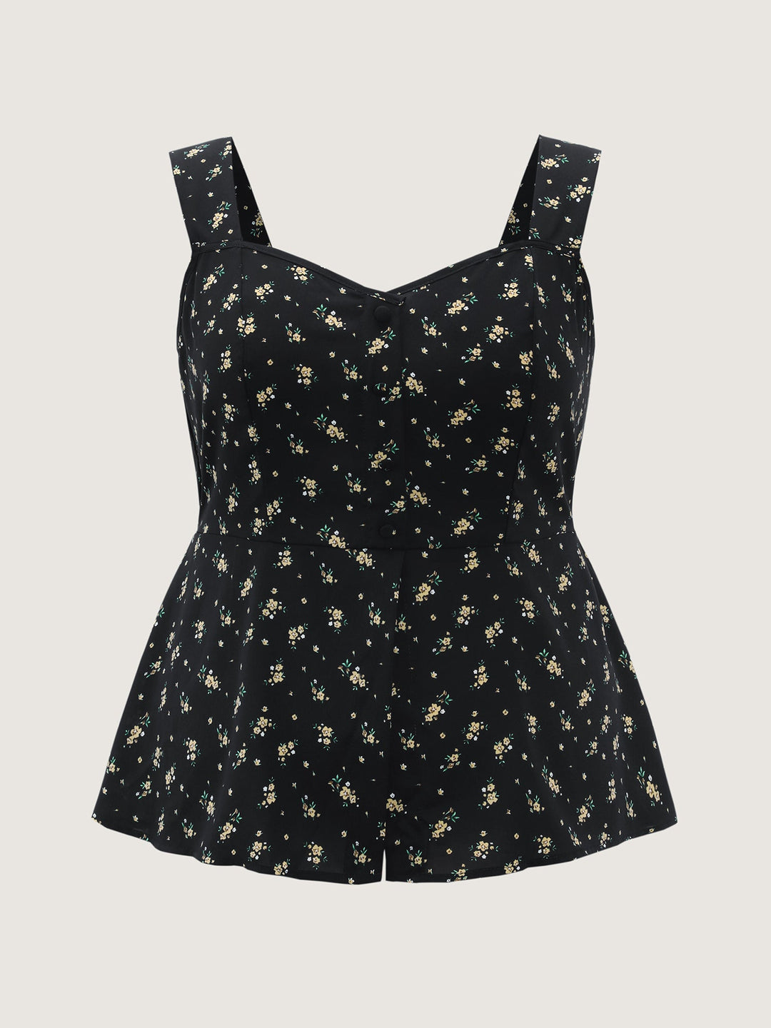 Floral Print Shirred Cinched-Waist Tank Top
