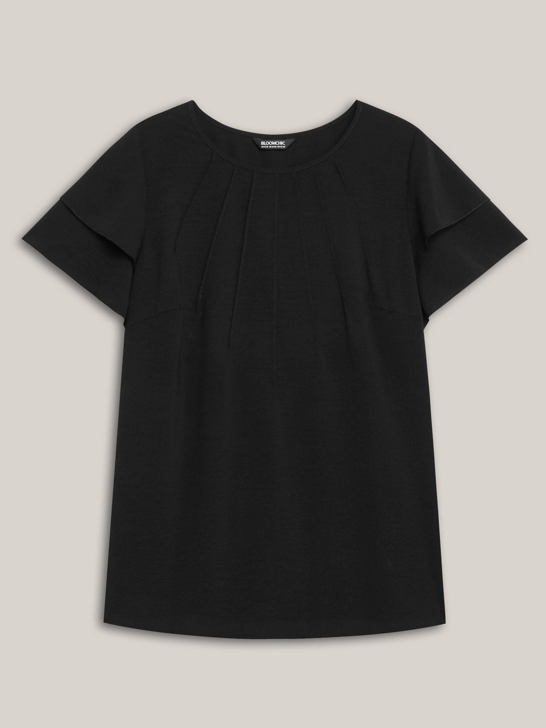 Toothpick Pleat Layered Flutter Sleeve Blouse