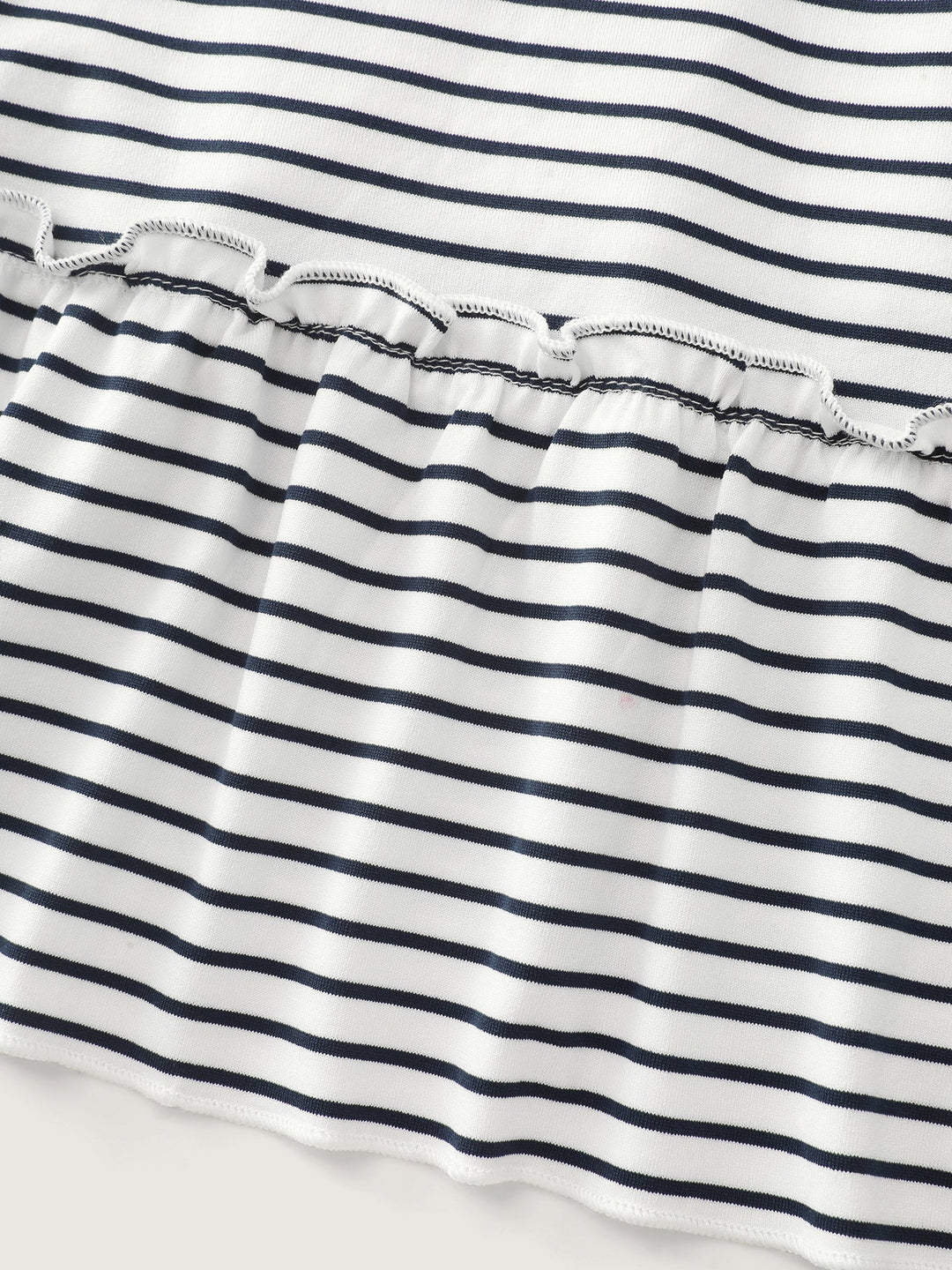 Striped Print Ruffled Hem Long T-Shirt