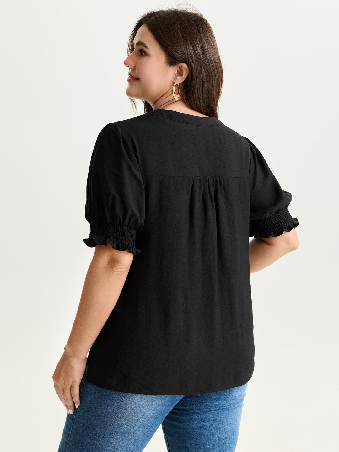 Supersoft Floral Embroidered Notched Collar Blouse