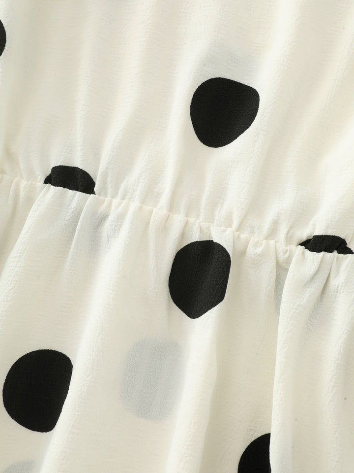 Polka Dots Ruffled Sleeve Flowy Blouse