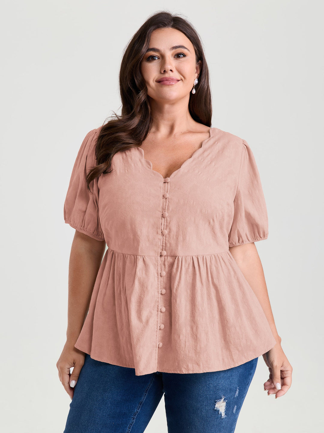 Textured Fit And Flare Plain Blouse