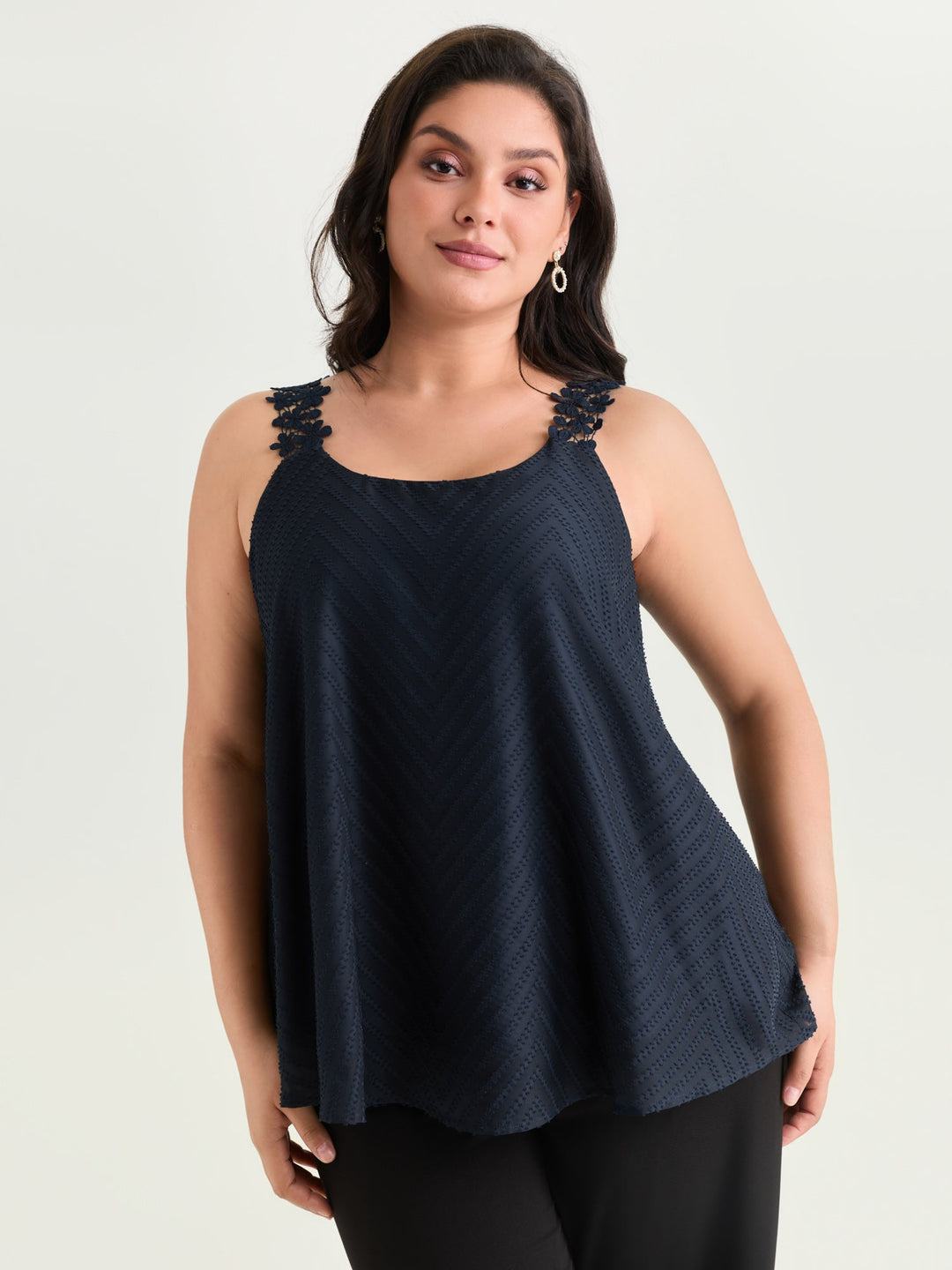 Lace Trim Flowy Tank Top