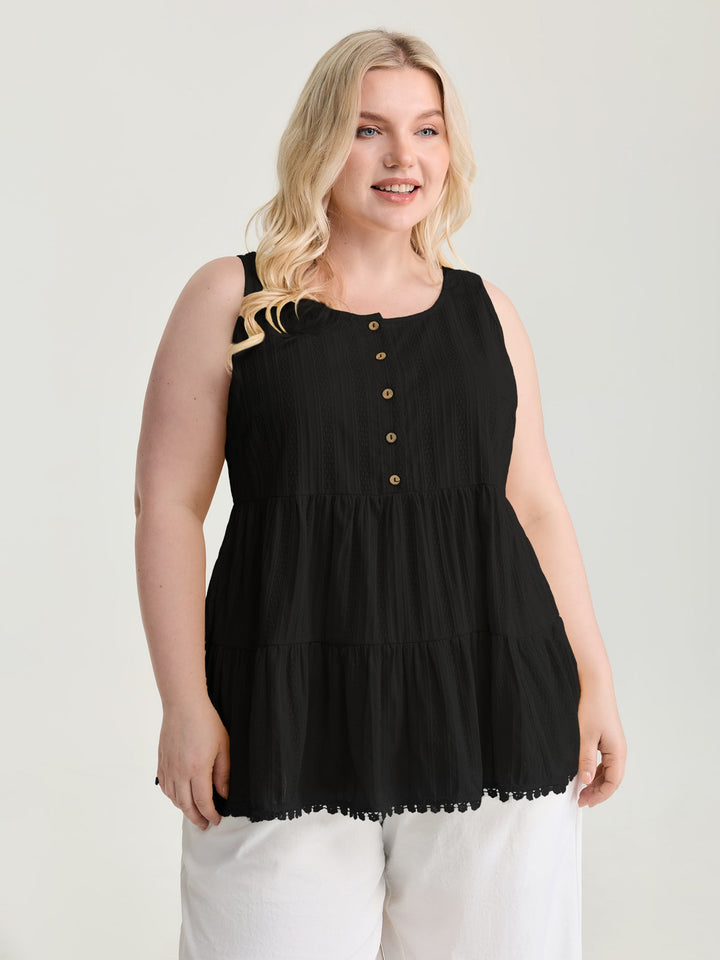 Pure Cotton Textured Tiered Tank Top