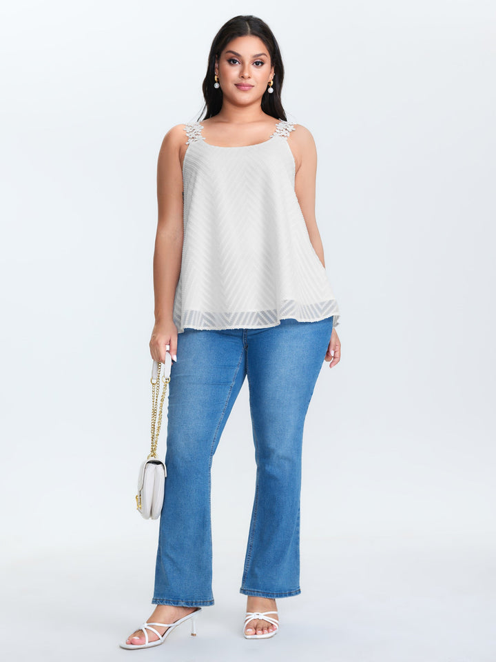 Lace Trim Flowy Tank Top