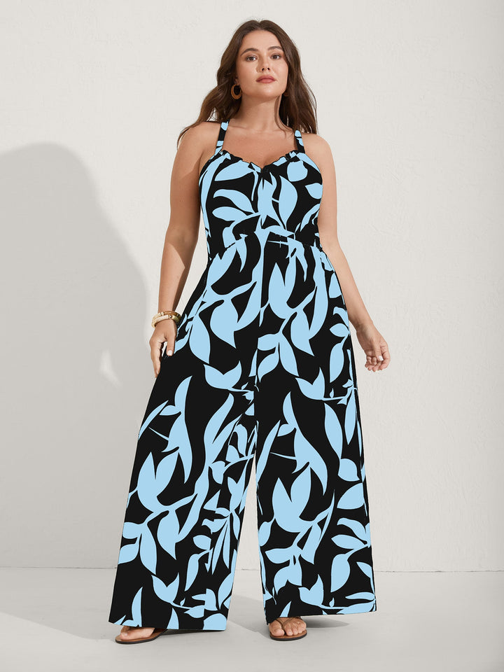 Silhouette Floral Print Sweetheart Jumpsuit