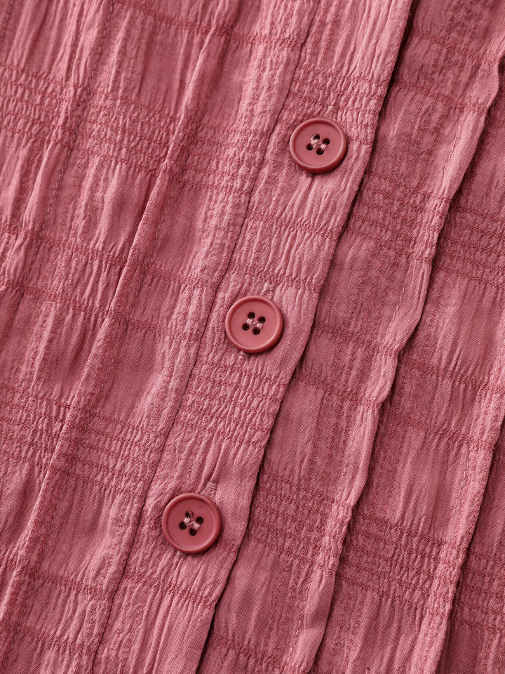 Textured Ruffled Hem Pleated Mini Dress