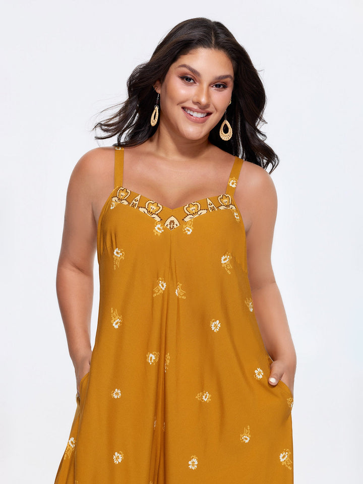 Boho Print Asymmetrical Hem Jumpsuit