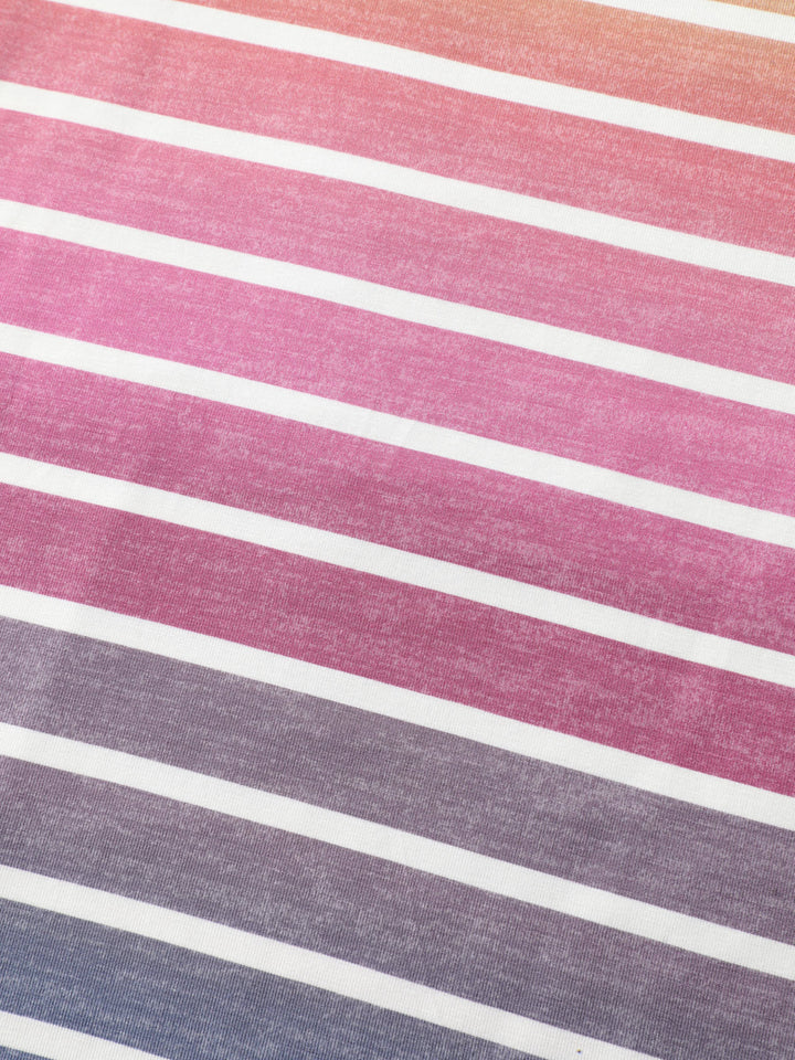 Colorful Gradient Stripe Round Neck T-Shirt