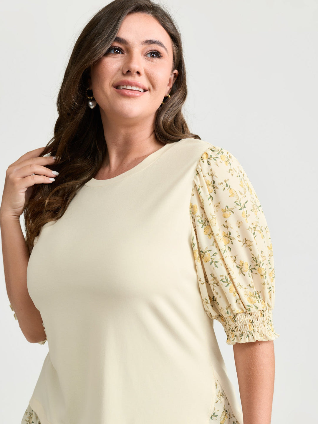 2-in-1 Floral Print Knit Top