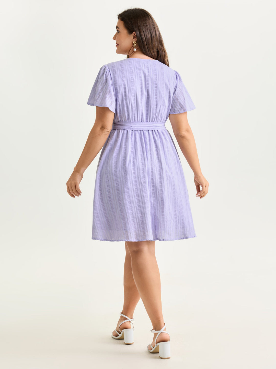 Cotton Textured Waist-Defining Tie Mini Dress