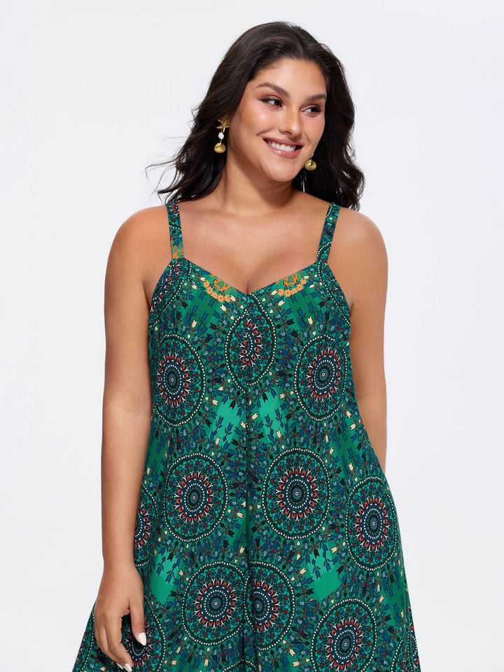 Boho Print Asymmetrical Hem Jumpsuit