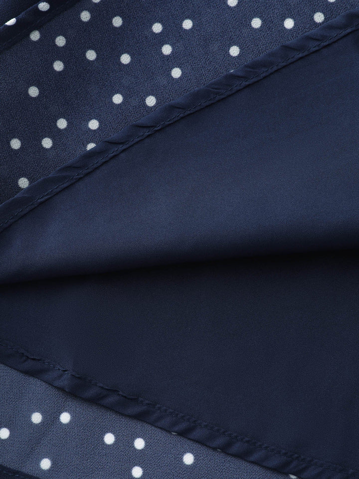 Pretty Polka Dots Ribbon Neckline Midi Dress
