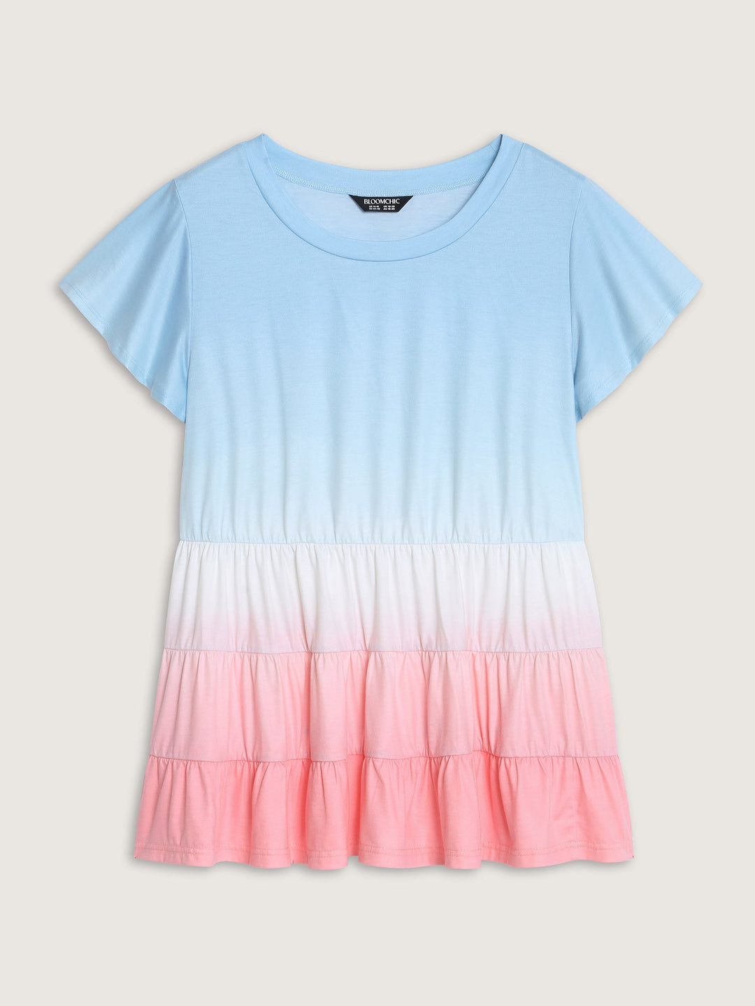 Supersoft Color Gradient Ruffled Sleeve Knit Top