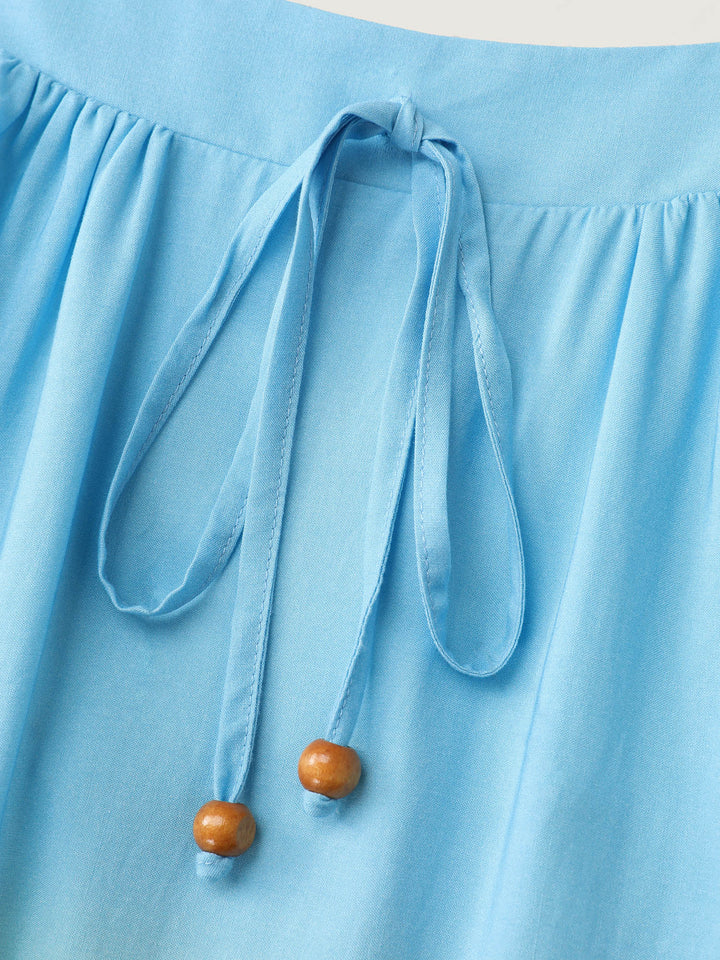 Ombre Drawstring Neckline Tiered Midi Dress