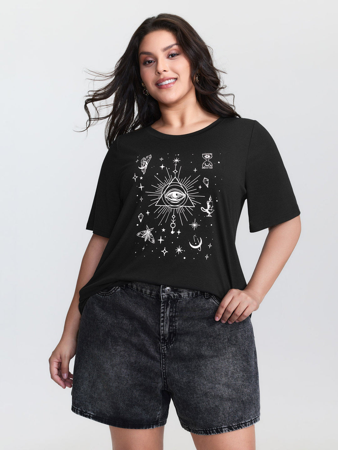 Celestial Print Round Neck T-Shirt