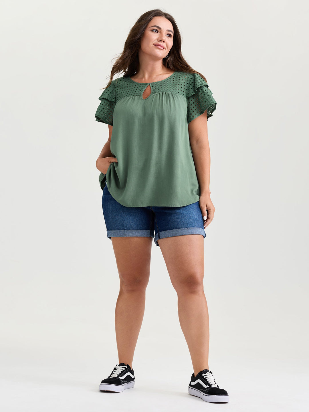 Pure Cotton Layered Sleeve Flowy Blouse