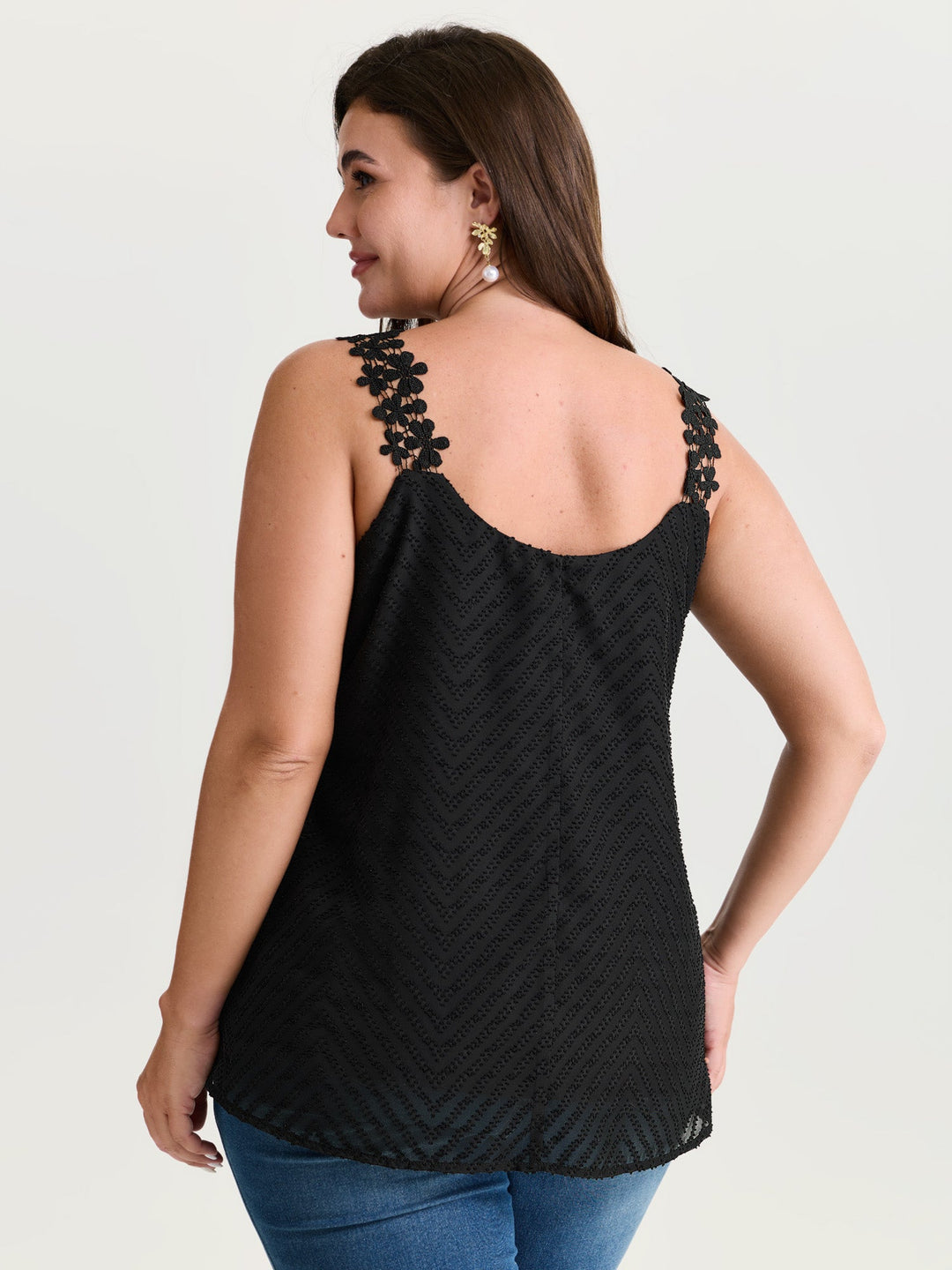 Lace Trim Flowy Tank Top