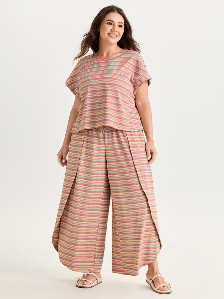 Striped Print Relaxed-Fit T-Shirt