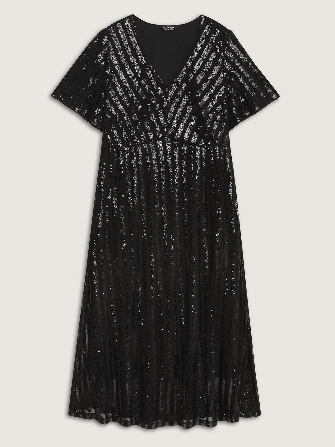 Shimmery Sequin V-Neck Midi Dress