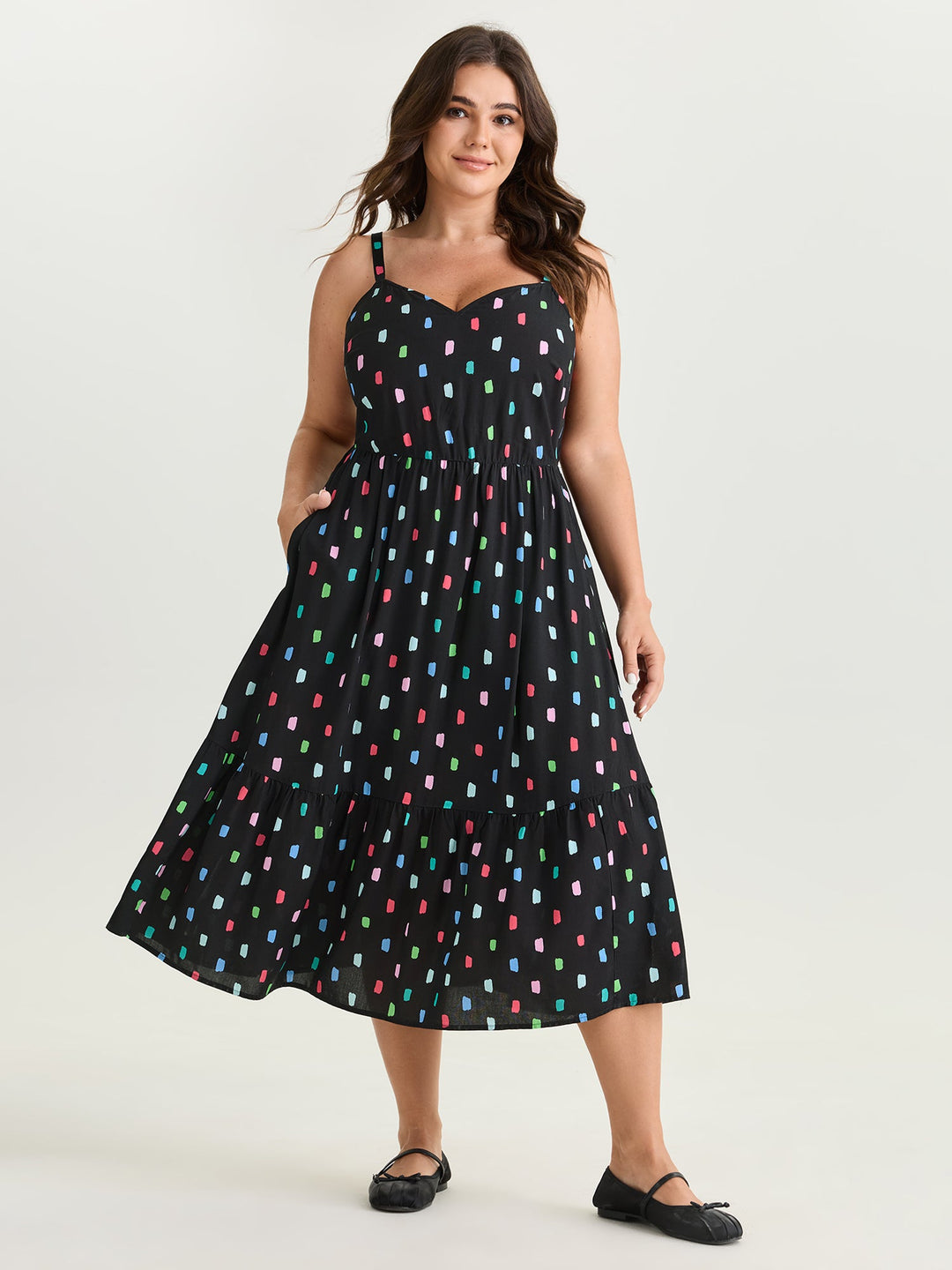 Colorful Geometric Print Cami Midi Dress