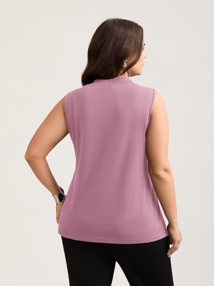 Knotted Neckline Fitted Sleeveless Blouse