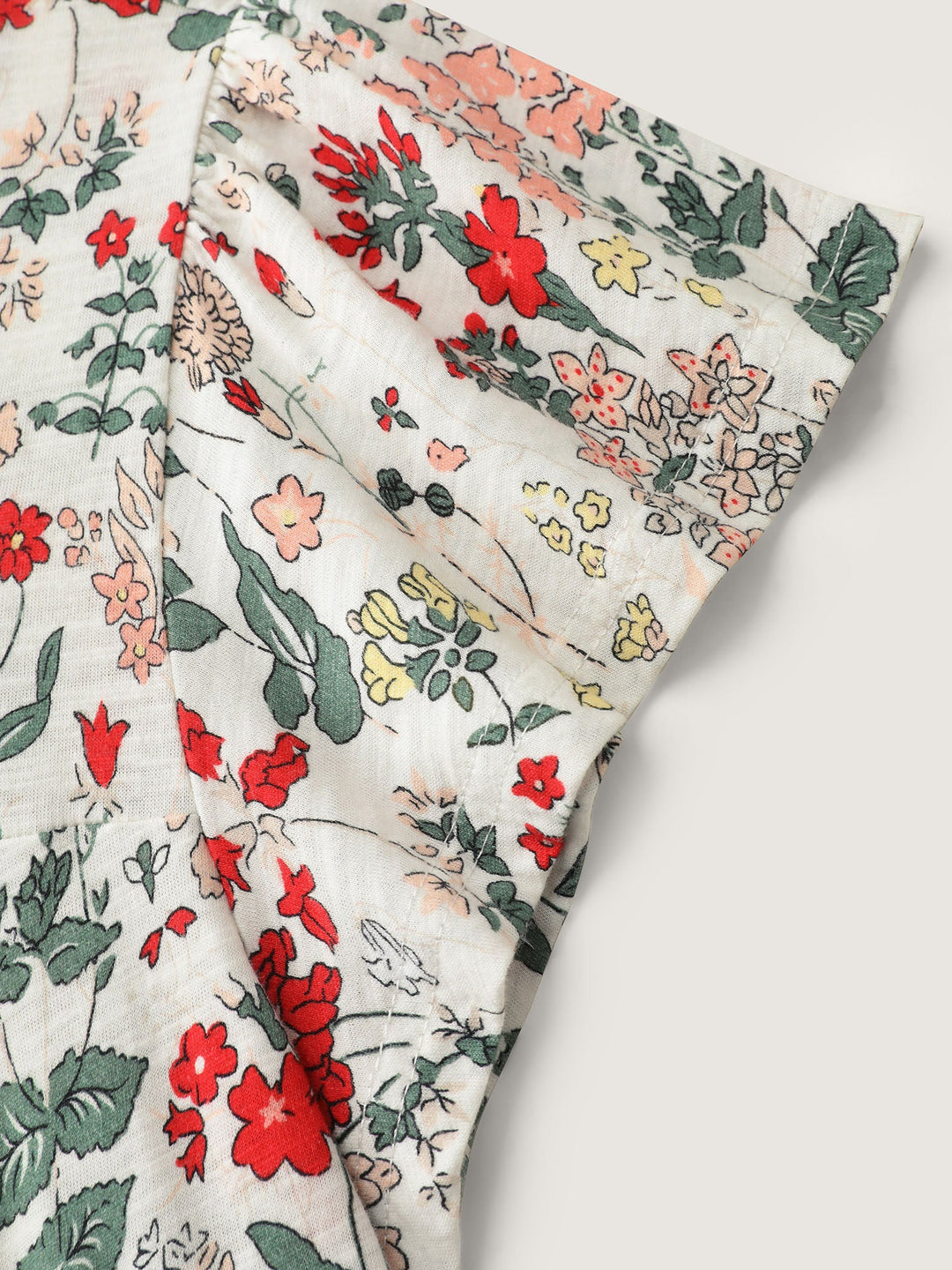 Pure Cotton Floral Print Square Neck Top
