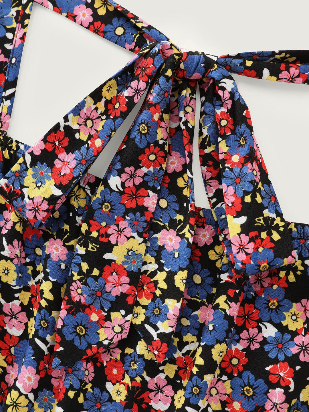 Floral Print Shirred Wide Straps Blouse